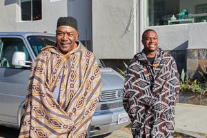 Wraps Serapes and Two Smiling Men at Beach With Photography and Nature Lifestyle 